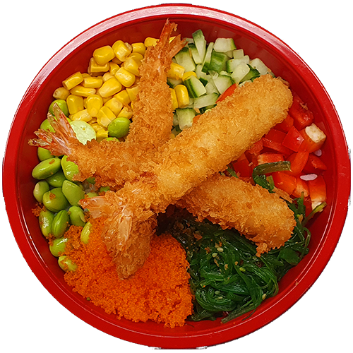 Tempura ebi poke bowl