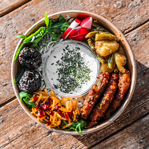 Persian vegetarian meatballs bowl