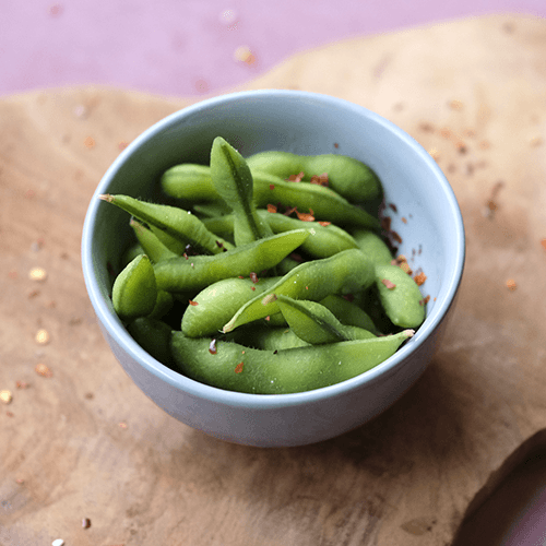 Spicy steamed edamame beans