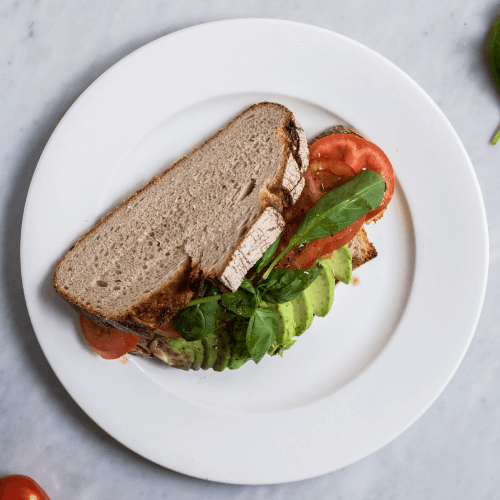 Avocado and tomato sandwich