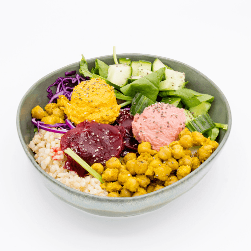 Pink hummus bowl