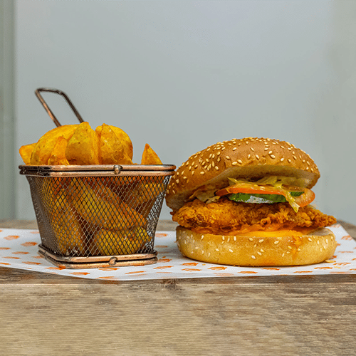 Crunchy chicken burger menu
