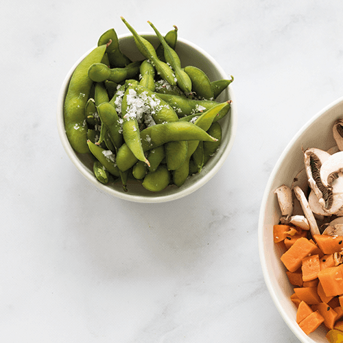 Steamed edamame beans