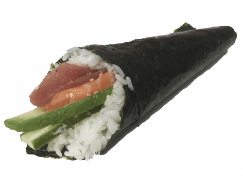 Temaki rainbow handroll