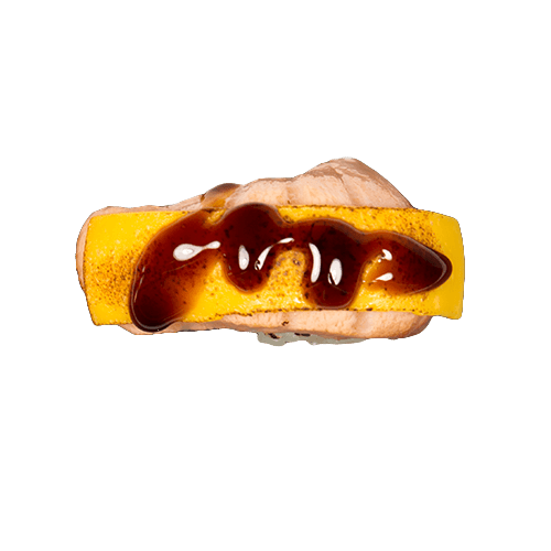 Flamed sake cheese nigiri