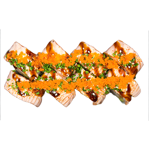 Flamed salmon dragon roll
