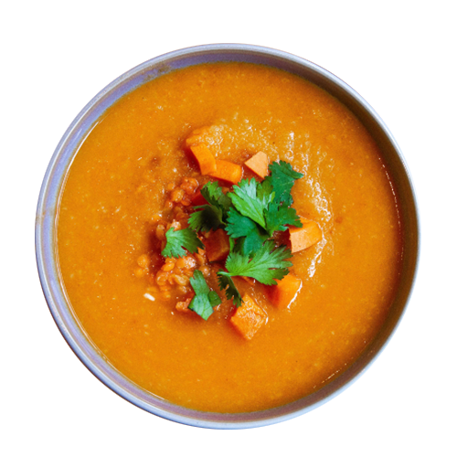 Red lentil soup with cilantro and olive oil