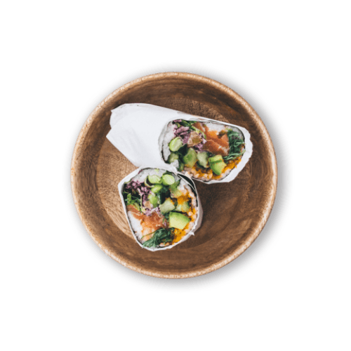Sushi burrito Salmon shake