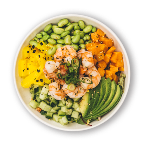 Grote pokébowl Rainbow shrimp