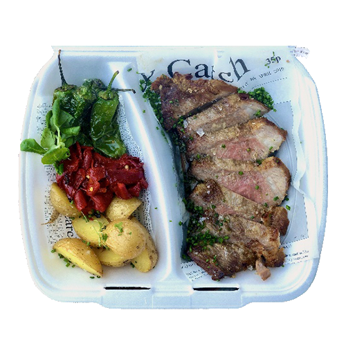 Secreto iberico with small potatoes