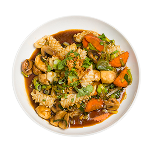 Pla muk kratiam prik thai