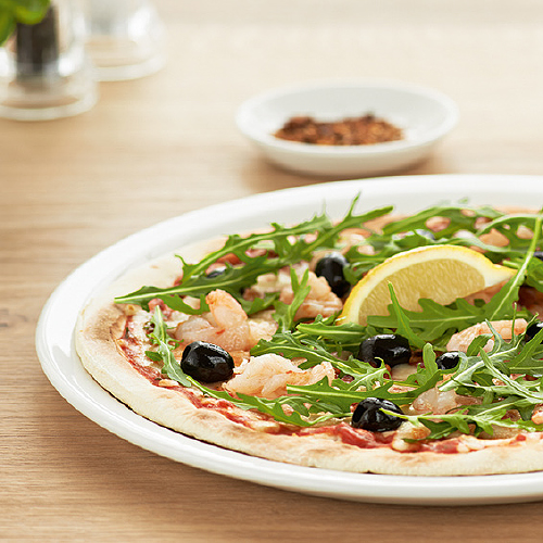 Pizza gamberetti rucola