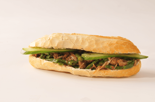 Salted meat and long beans sandwich