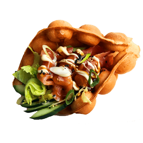 Bubble waffle smoked salmon