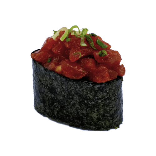 Pittige tonijn en zalm gunkan