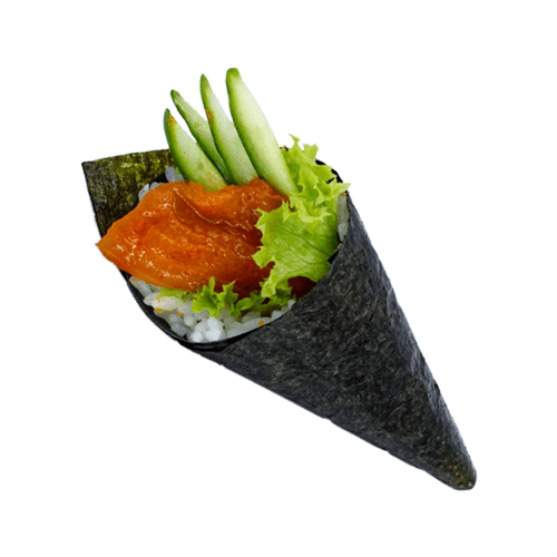 Pittige tonijn en zalm handrol