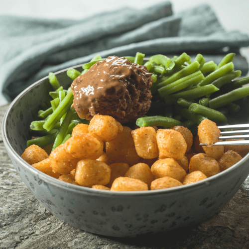 Boontjes met krieltjes en gehaktbal - kidsgerecht