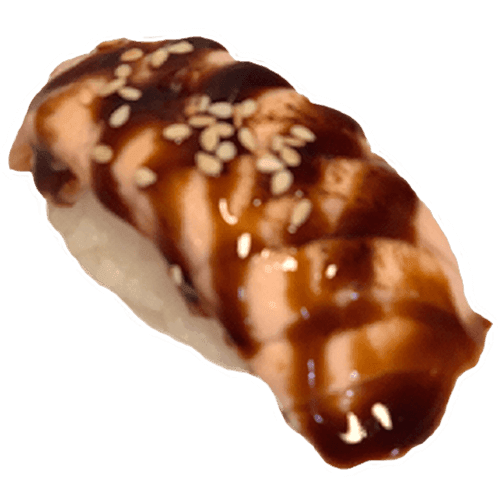 Flamed sake nigiri