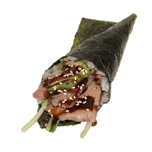 Flamed tuna temaki