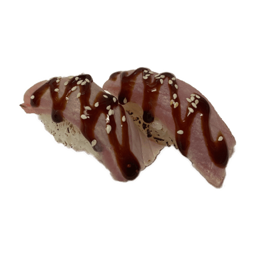 Flamed maguro nigiri