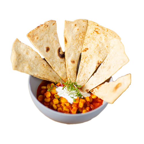 Roasted corn salsa and pita chips