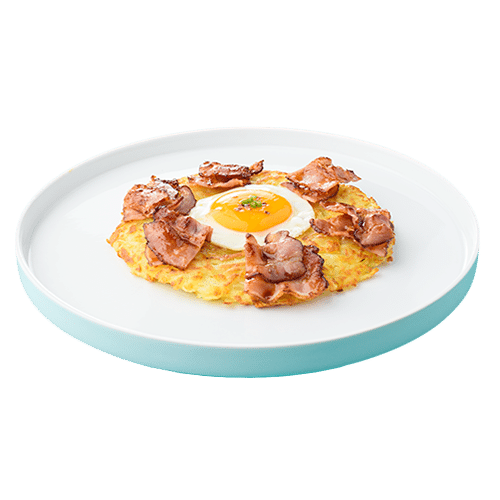 Crispy bacon and eggs pancake