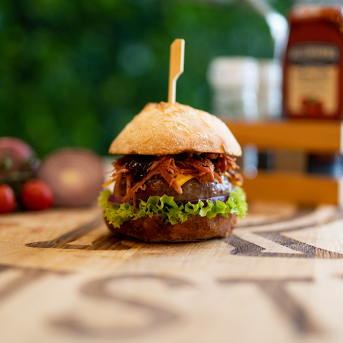 De pulled pork burger