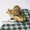 Half an organic baguette vegetarian tuna salad