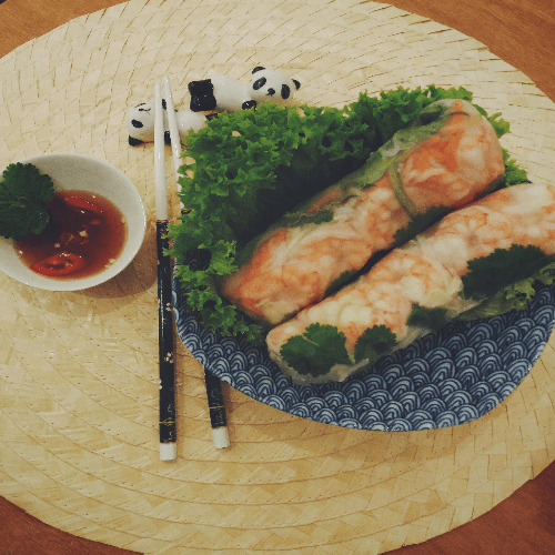 Spring rolls with large shrimps