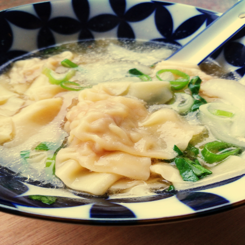 Homemade wonton soup