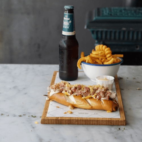 The bacon and chips dog met Affligem Tripel
