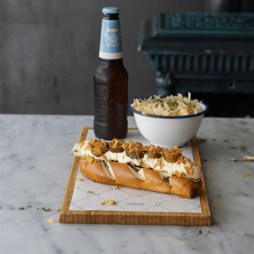 The Coney Island chicken dog met Texels Skuumkoppe