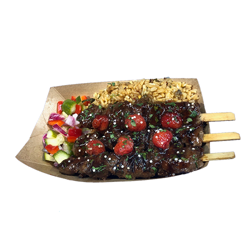 Argentinian beef skewers with gluten free fried rice