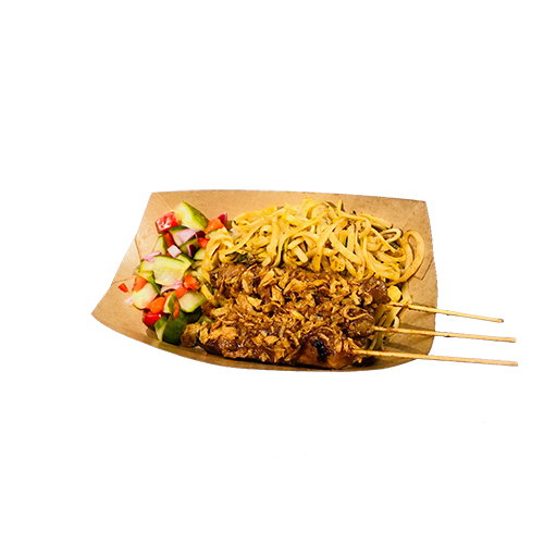 Chicken skewer with noodles