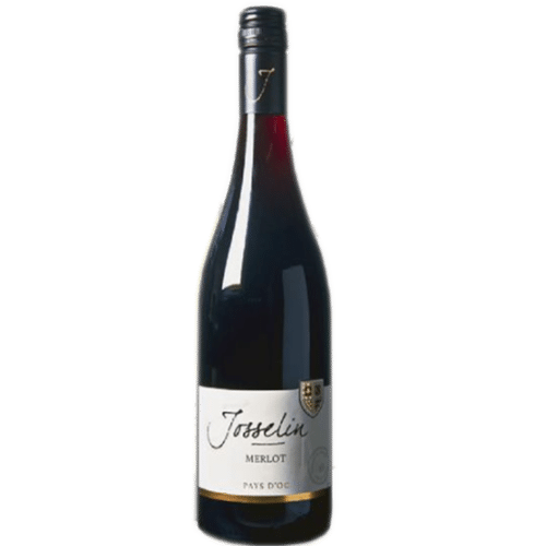 Bottle of red wine Josselin Merlot