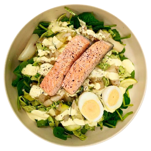 Hollandaise baked salmon bowl