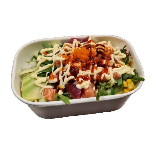 Spicy sashimi poké bowl
