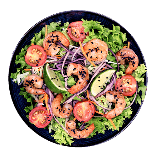 Garnalen en sesam salade