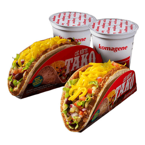 Twee taco's chee köfte met drankje
