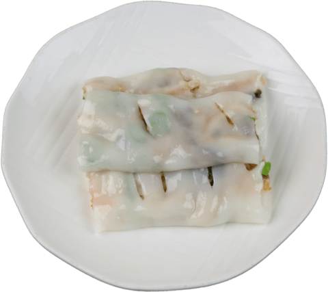 Steamed chicken rice noodle roll