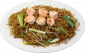 Chinese egg noodles with prawns