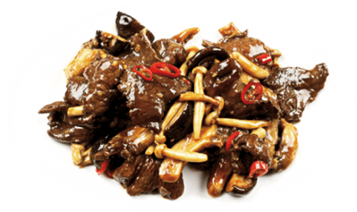Stir-fried beef with mushroom mix in xo sauce