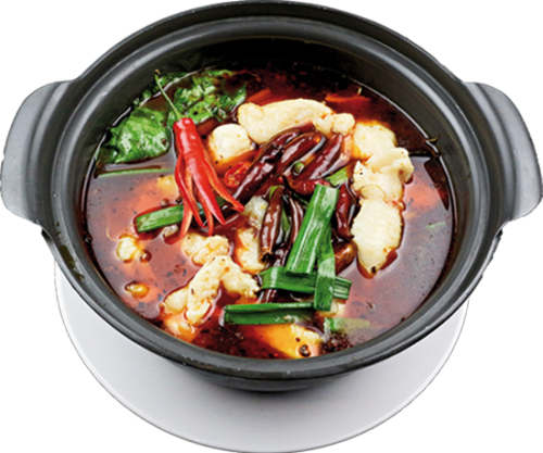 Szechuan fishfilet in spicy pepper mix broth