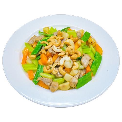 Iberico pork with vegetables and cashew nuts
