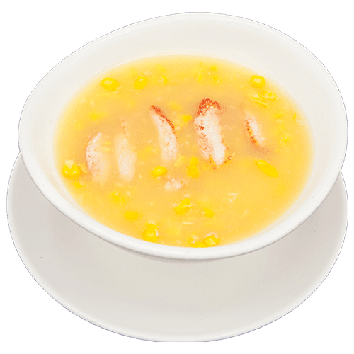 Vegan sweet corn soup with bamboo and tofu