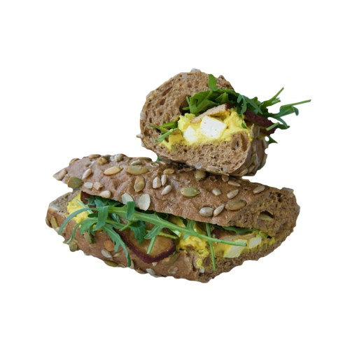 Broodje vegan egg salad met bacon
