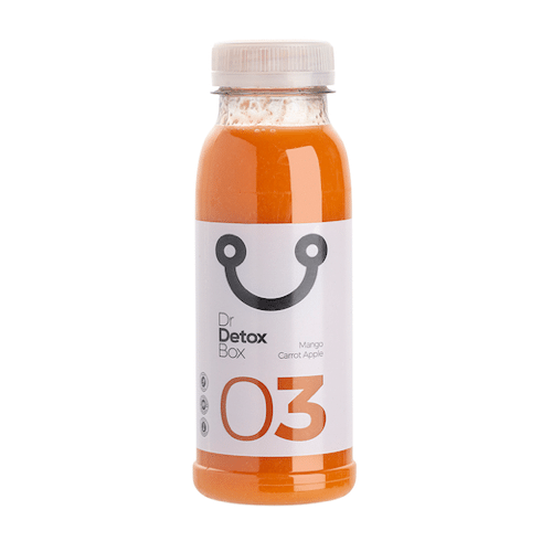 DrDetoxBox cold pressed mango wortel sap