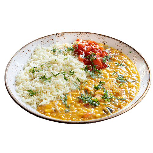 Linzen curry met rijst