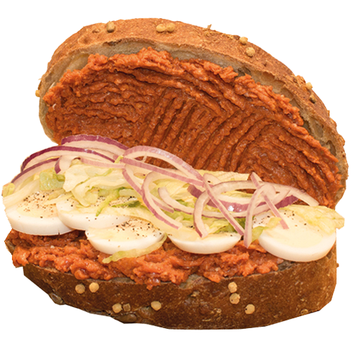 Filet americain en ei sandwich