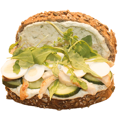 Heksenkaas en geroosterde kip sandwich